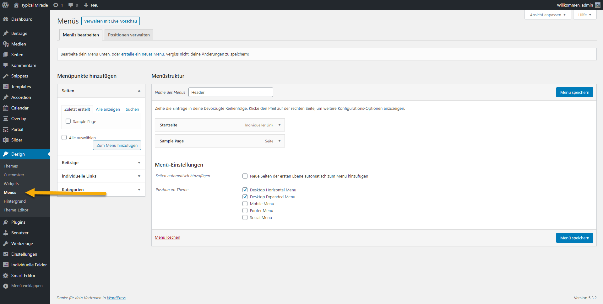 Wordpress menues