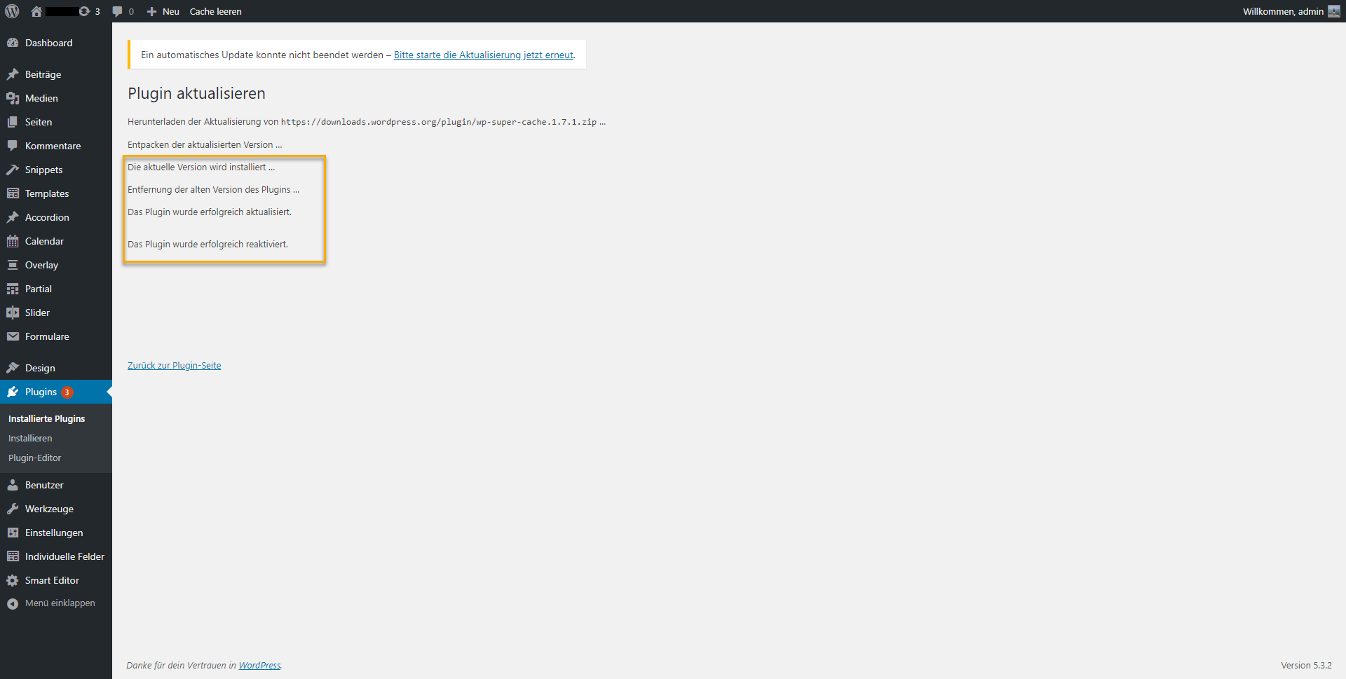 Wordpress pages-updates-success