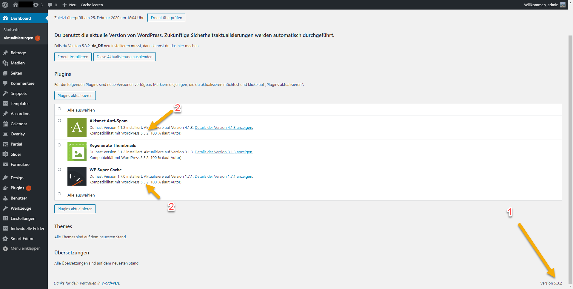 Wordpress pages-updates